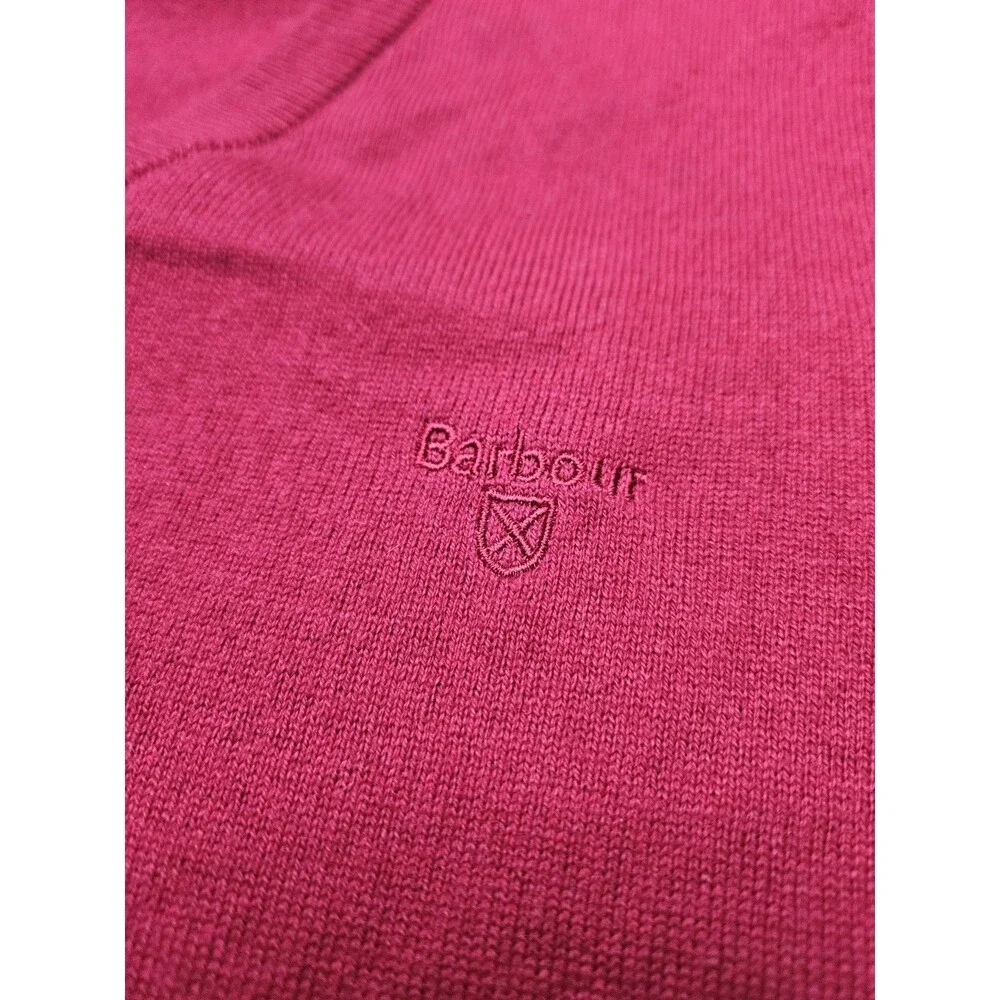 Barbour V-Neck Sweater Men Large Red  Lightweight Cotton Cashmere Pullover